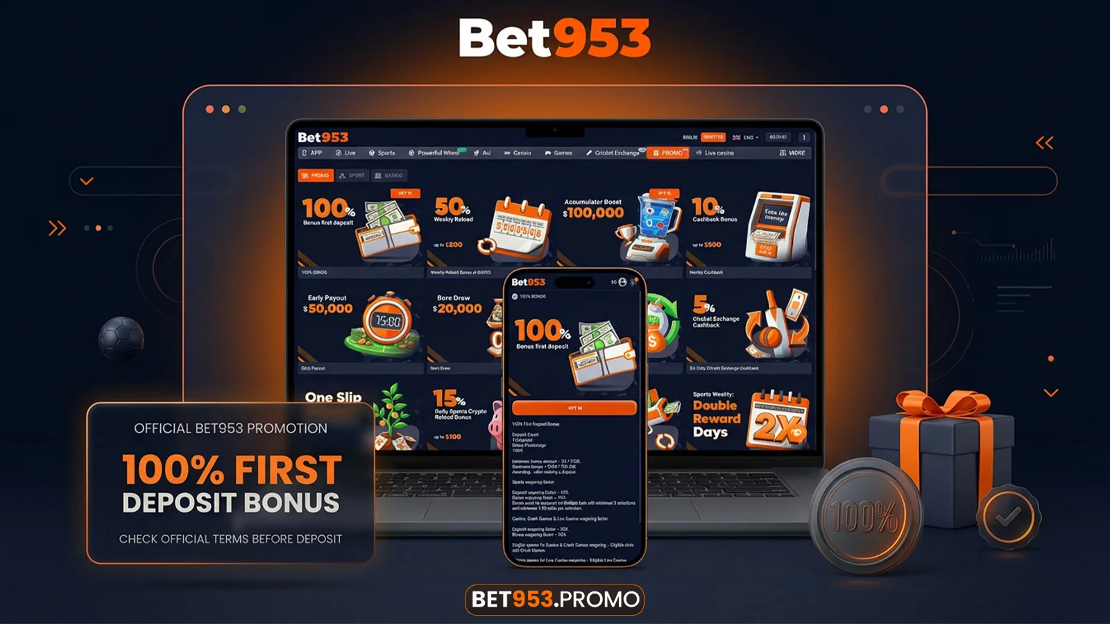 BET953 official promotion screen